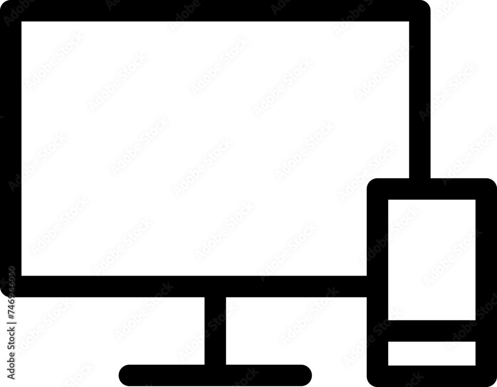 Poster line art illustration of computer with cpu.