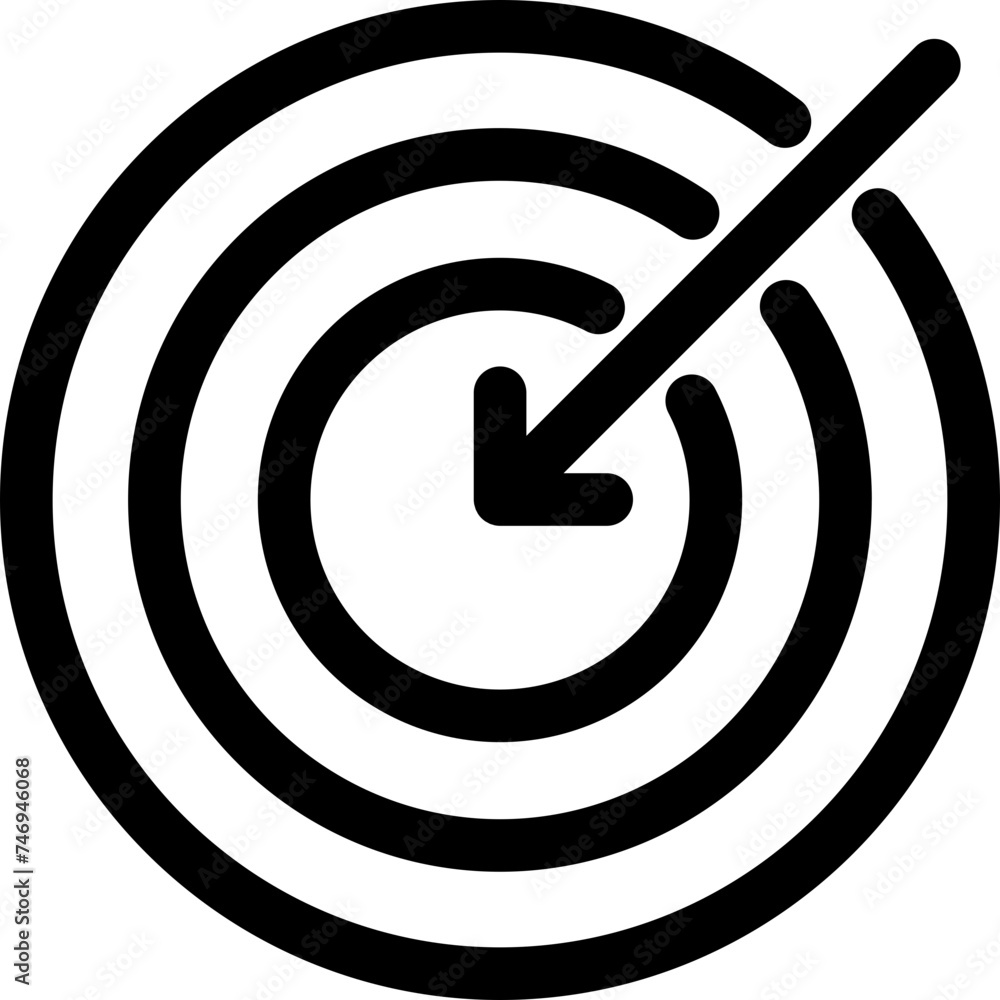 Poster dartboard with arrow icon in line art.