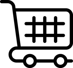 Thin line illustration of shopping cart icon.