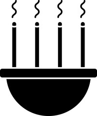 Incense glyph icon or symbol in flat style.