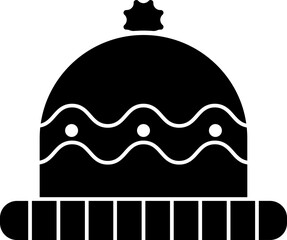 Woolen hat icon or symbol in flat style.