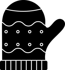 Mitten or glove glyph icon in flat style.