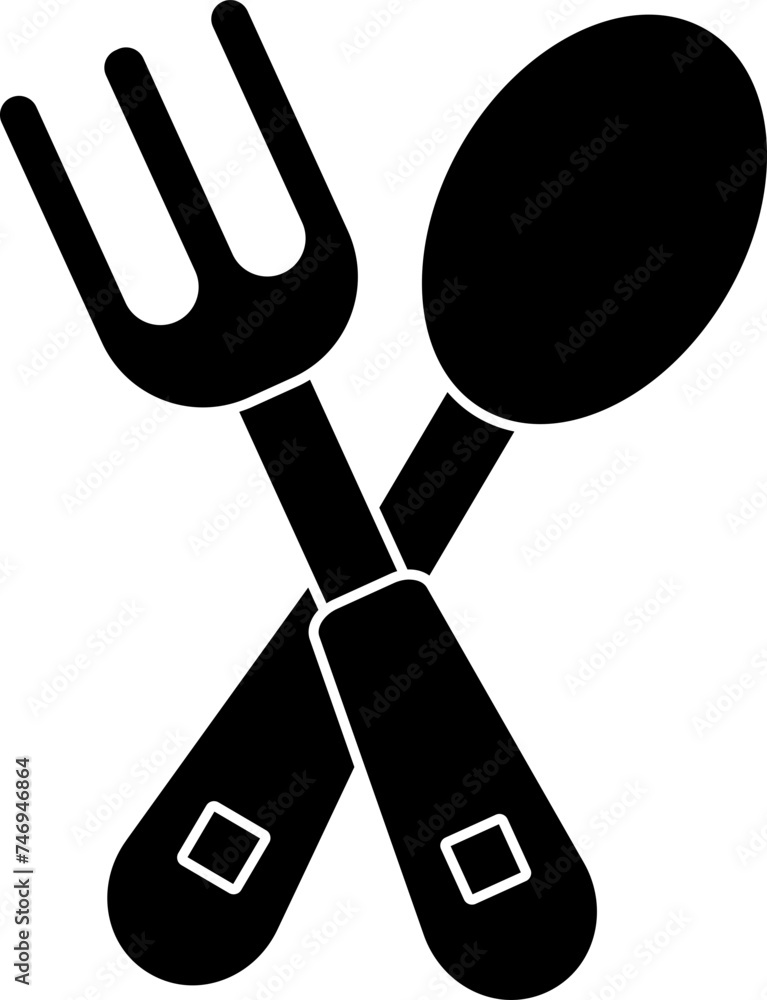 Wall mural Fork and spoon glyph icon in flat style.