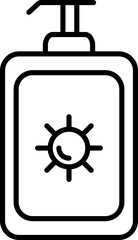 Sun block lotion in black line art illustration.