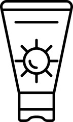 Tanning lotion or cream in black line art illustration.