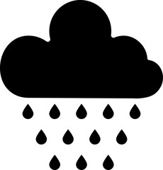 Rainy weather glyph icon in b&w color.