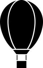 Icon of black hot air balloon in flat style.