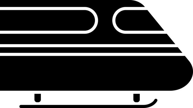 B&W bulet train icon in flat style.