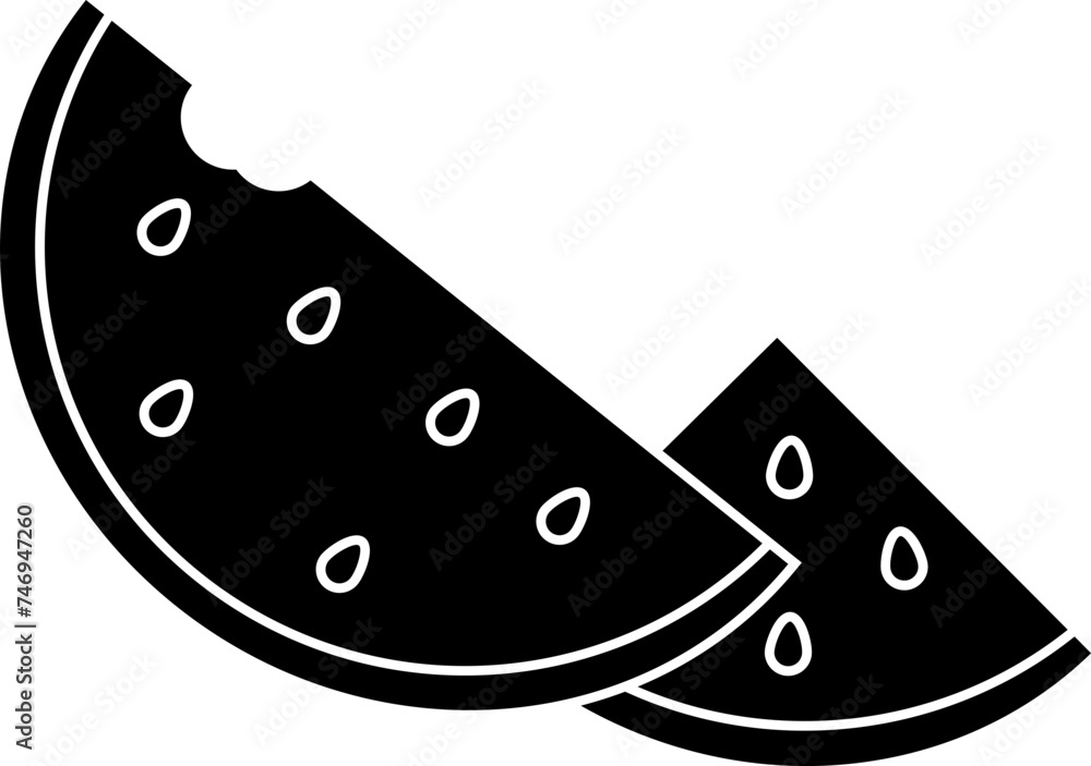 Poster watermelon slice icon in b&w color.