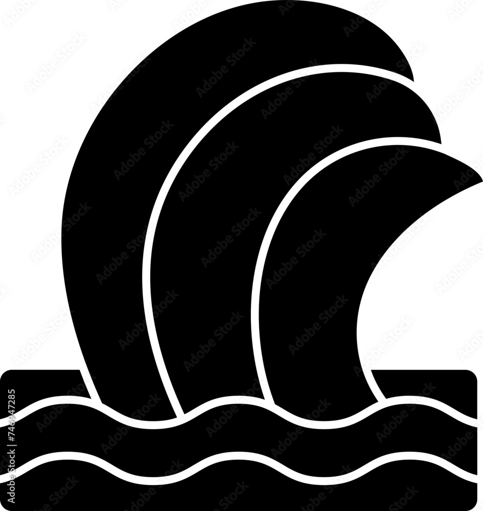 Sticker Waves icon or symbol in b&w color.