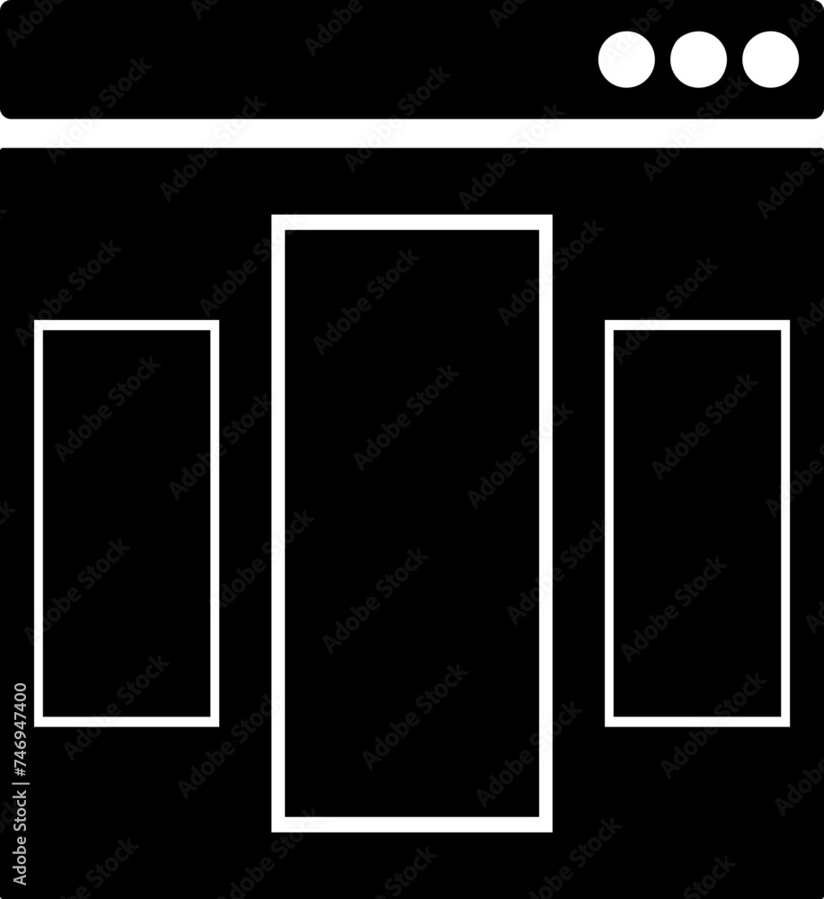 Poster b&w webpage icon in flat style.
