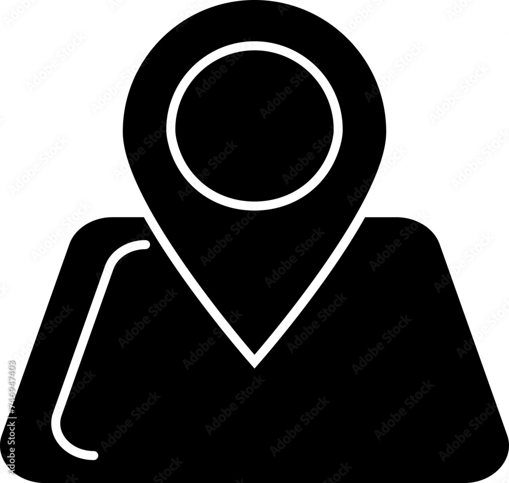 Poster location icon with mapping in flat style.