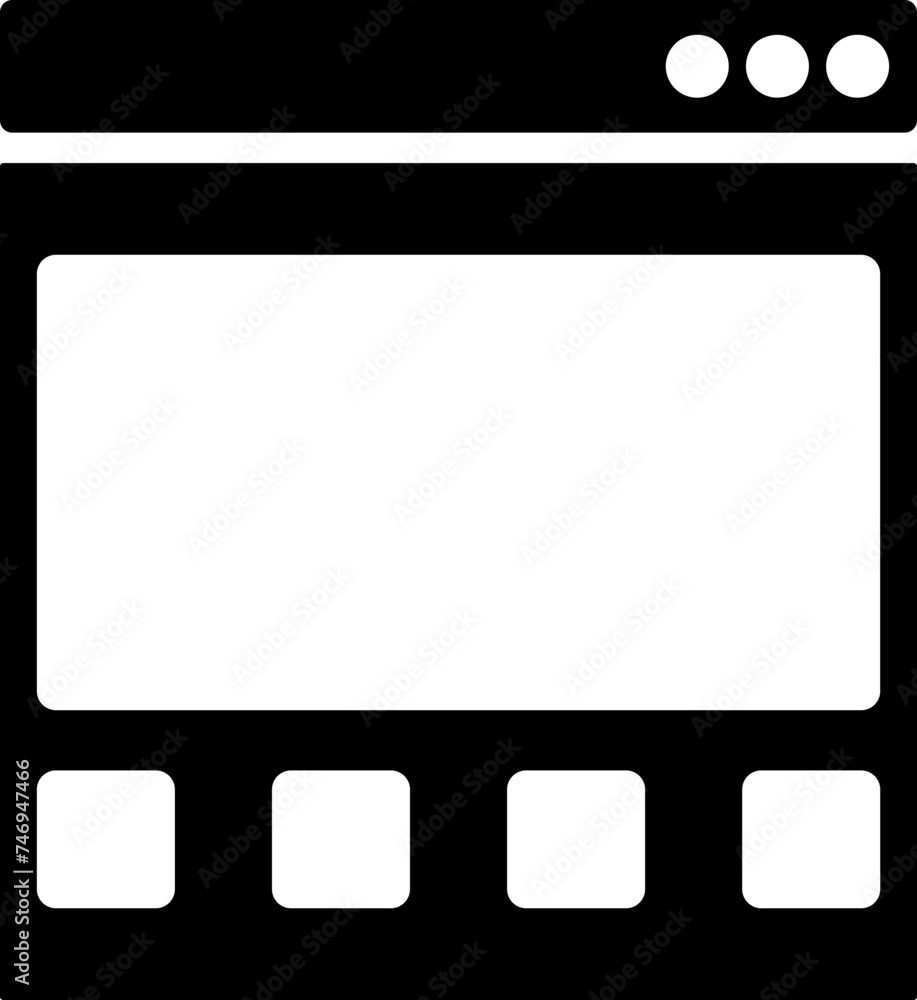 Poster webpage with video play icon in flat style.