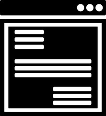 Flat style webpage icon in b&w color.