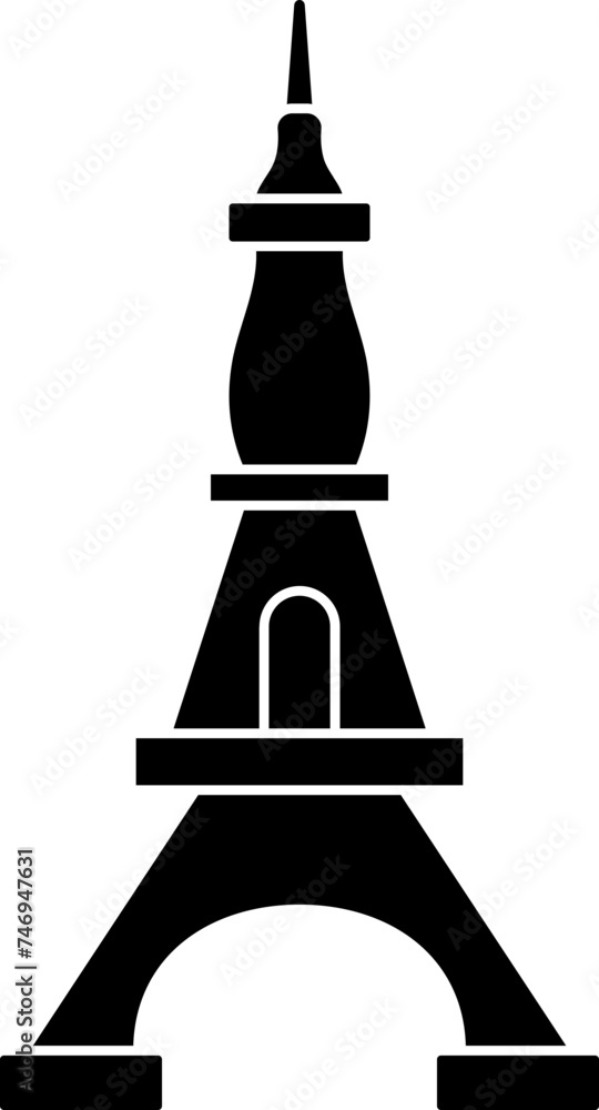 Poster eiffel tower icon in b&w color.