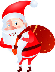 Santa claus carrying gift sack.