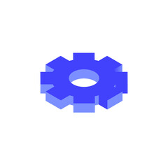 3D blue cogwheel illustration on white background.