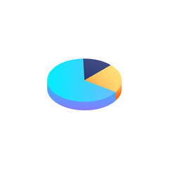 Obraz premium 3D isometric pie chart in blue and orange color.