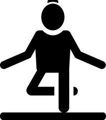 Man performing yoga in standing pose. Glyph icon or symbol.