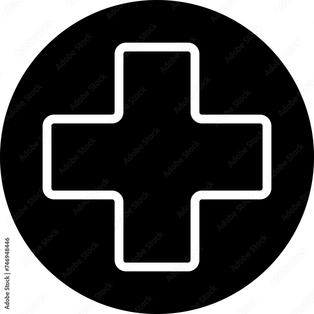 Sticker medical sign or symbol in b&w color.