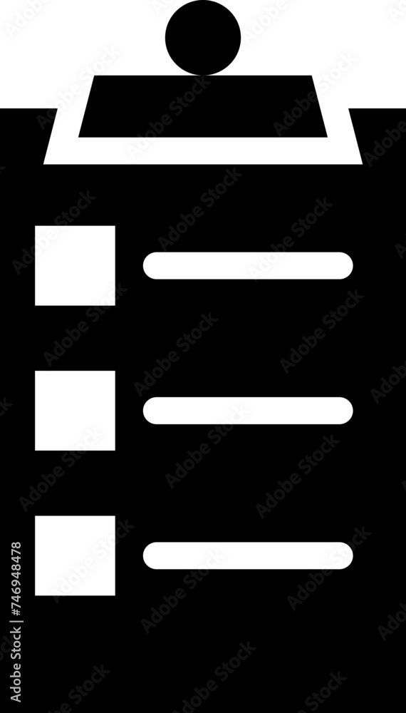 Poster isolated checklist clipboard icon in b&w color.