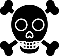 Skull with crossbone icon in b&w color.