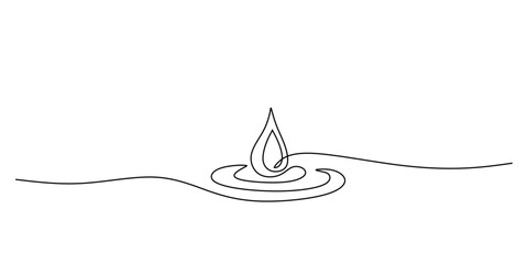 Water drop in continuous single one line art drawing