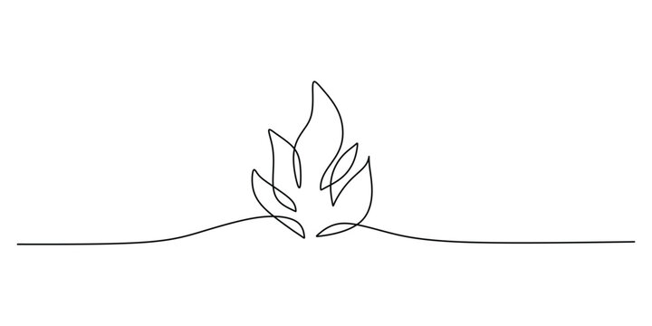 recommend clip art: Flame in continuous one line drawing. Fire icon concept.