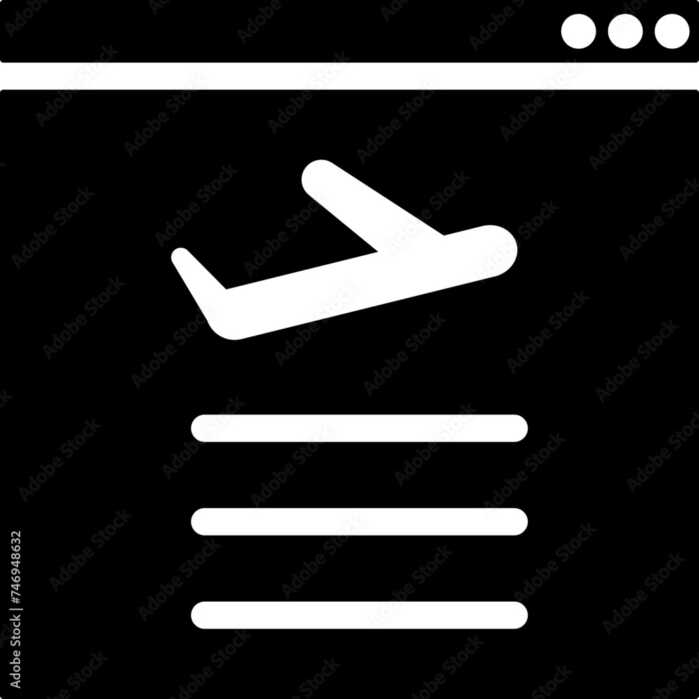 Wall mural online airline service web page glyph icon.