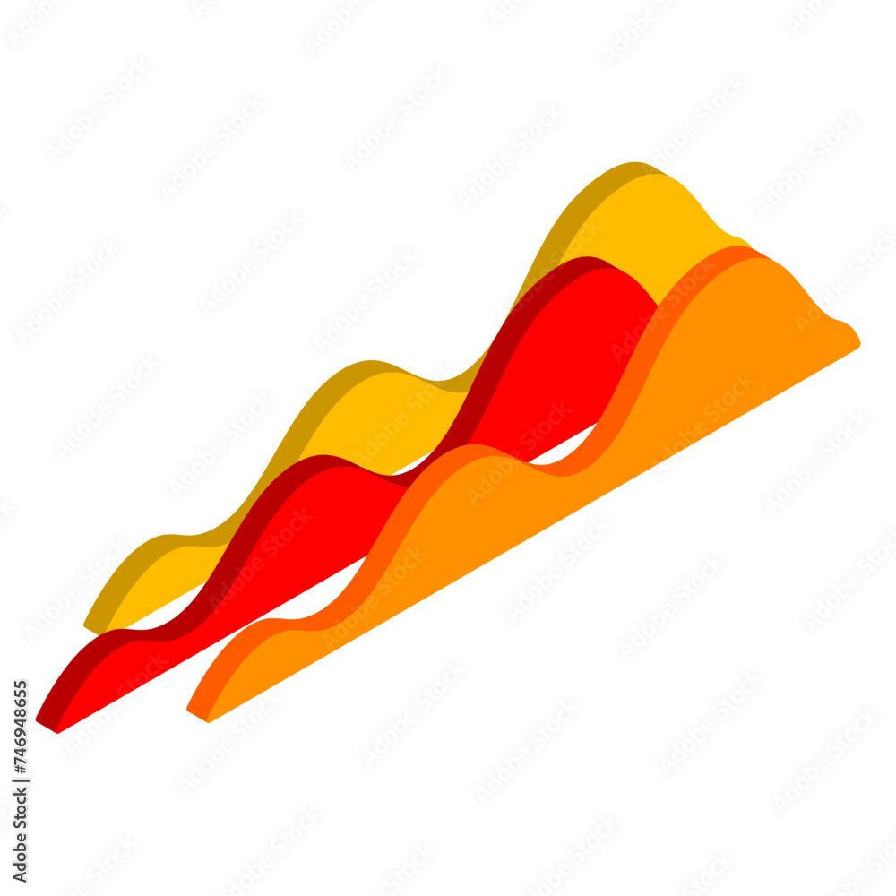 Poster 3D statistic wave infographi graph chart.