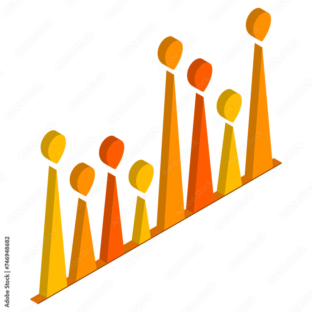 Poster column triangle bar graph chart in orange color.