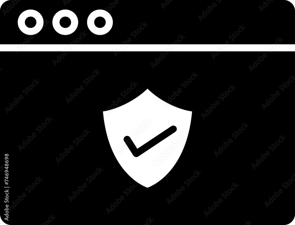 Poster approve security symbol on browser window icon.