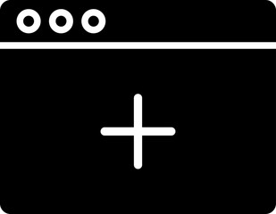 Add or new browser window glyph icon in flat style.