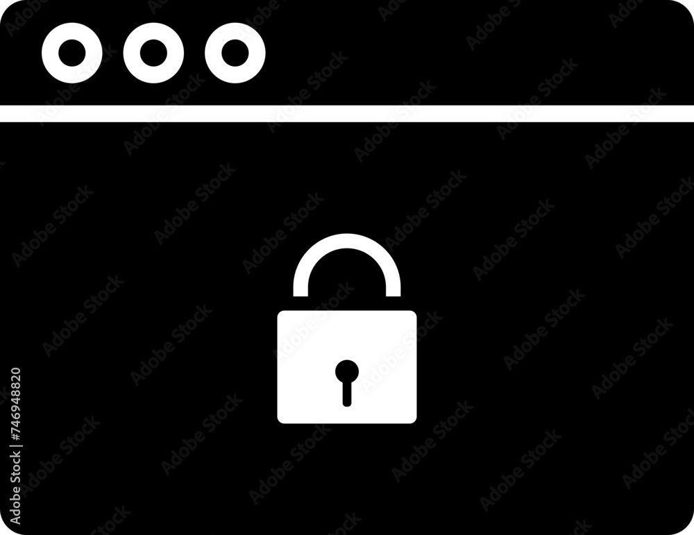 Poster web data protection icon in b&w color.