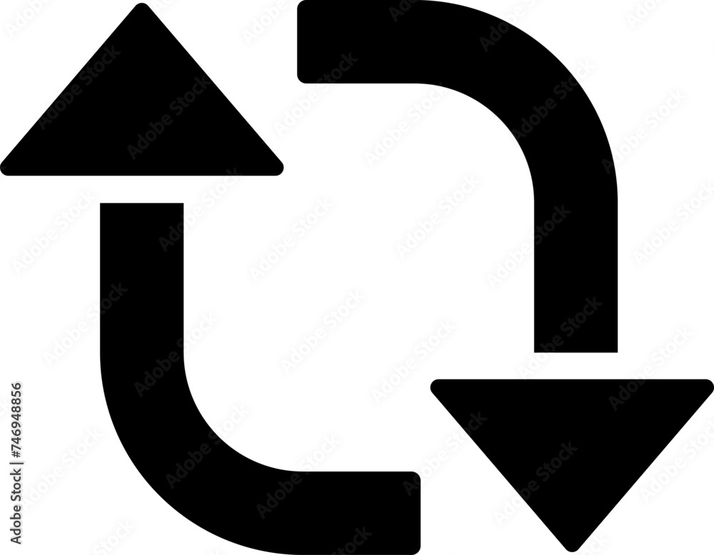 Poster b&w synchronization icon in flat style.