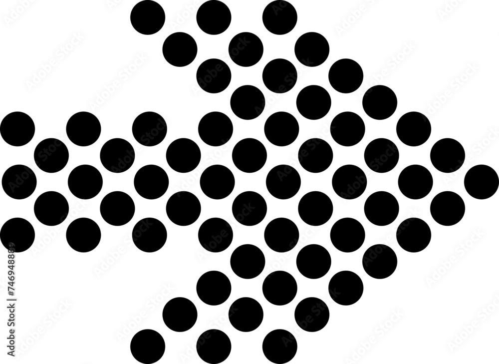 Sticker B&W illustration of dotted arrow icon.