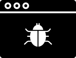 Glyph illustration of web page virus icon.