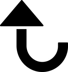 Illustration of curved up arrow glyph icon.