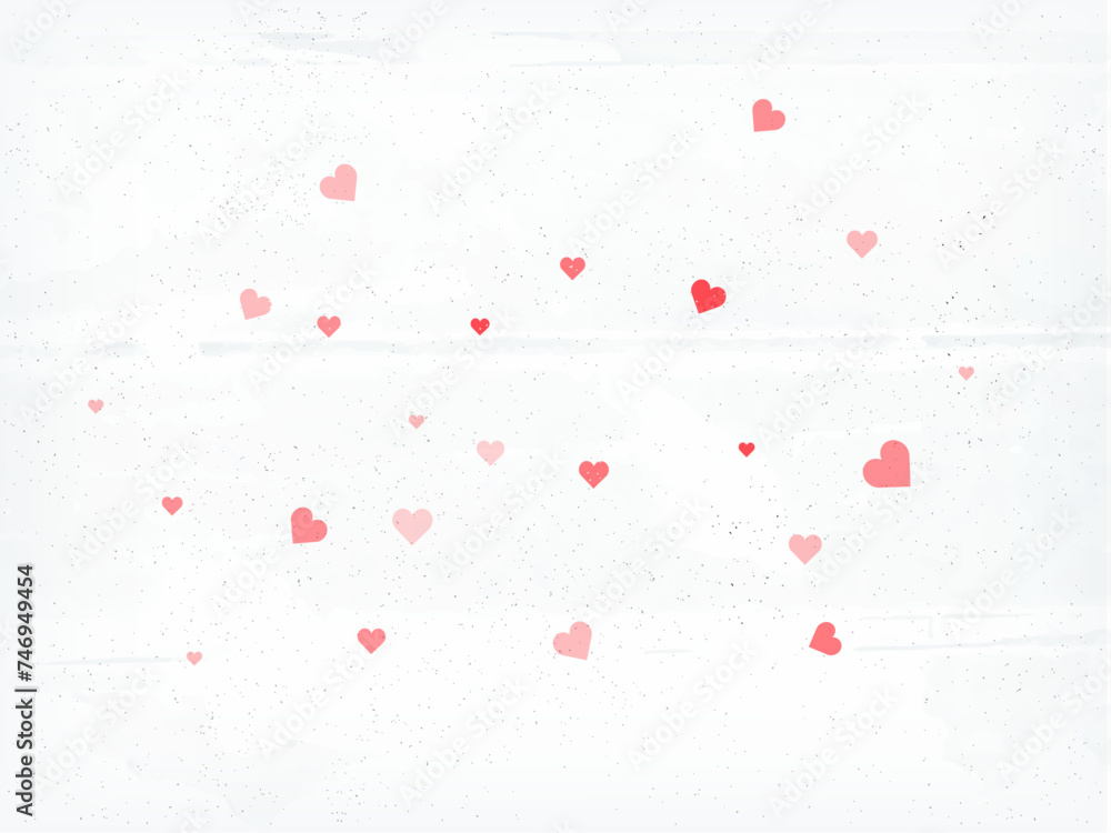 Poster red heart shape abstract pattern on white texture background.