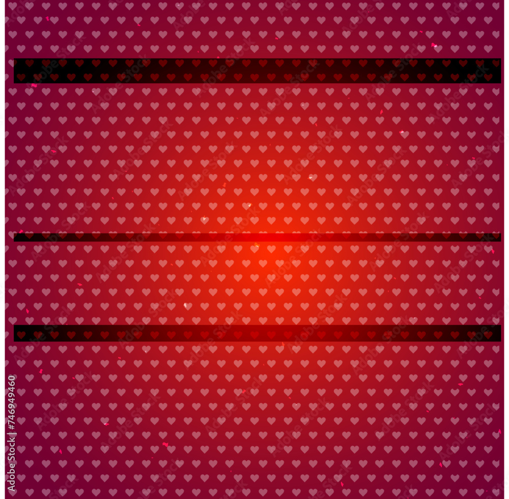Poster shiny red heart shape seamless pattern abstract background.