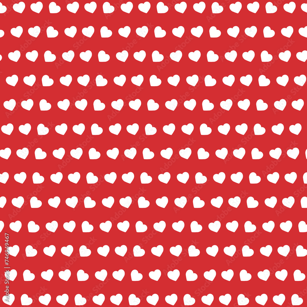 Poster white heart shape seamless pattern abstract red color background.