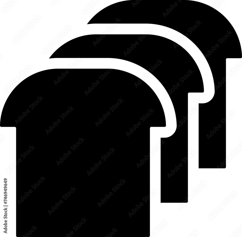 Poster bread or toast icon in b&w color.
