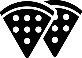 Slice of pizza icon in b&w color.