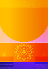 Obraz premium Stylish abstract orange and blue background decorated with floral design.