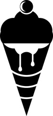 B&W ice cream cone icon in flat style.