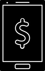 Financial smartphone icon in glyph art.