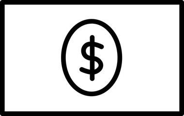 Dollar Money Banknote icon in thin line art.
