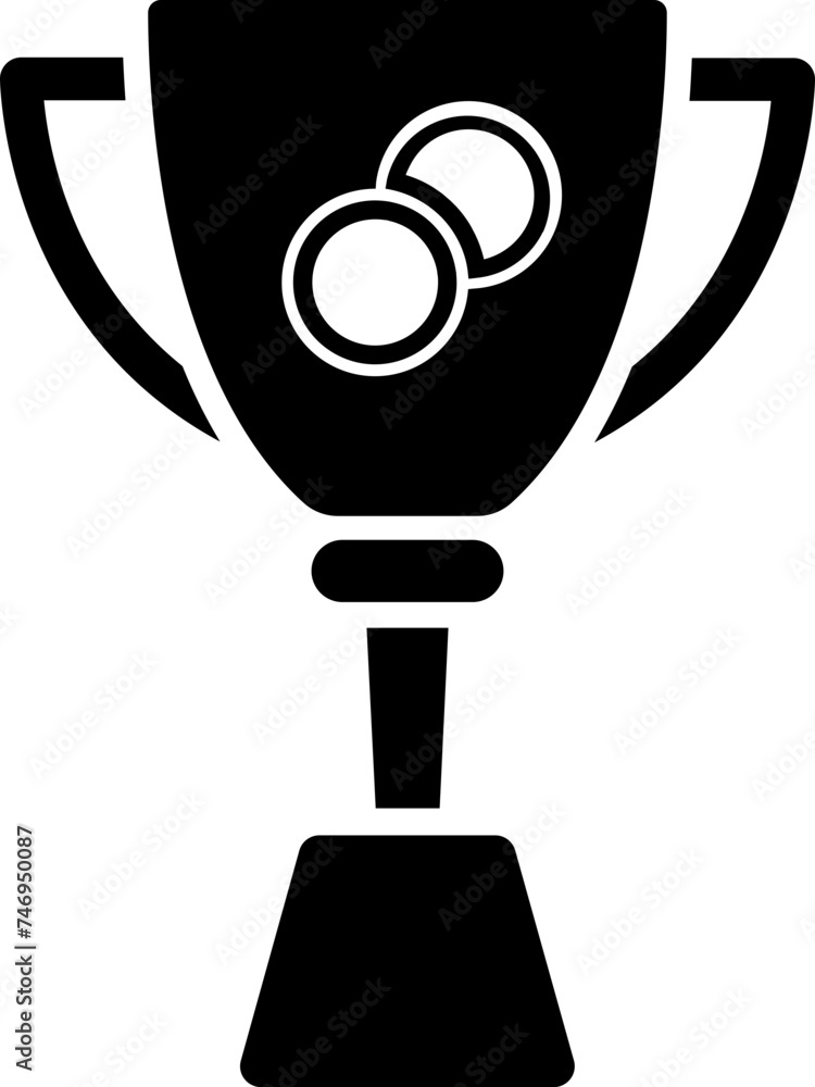 Sticker flat style trophy cup icon in b&w color.