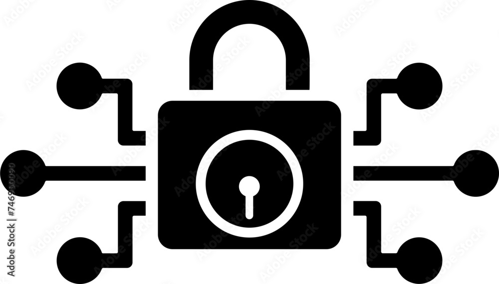 Poster encryption icon in b&w color.