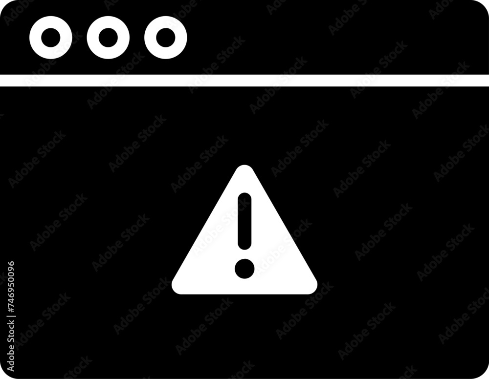 Aufkleber error or warning message on web page glyph icon.